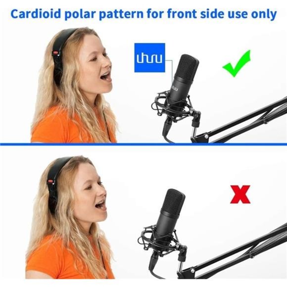 XLR Condenser Microphone,Professional Studio Cardioid MicrophoneKit with BoomArm - Picture 2 of 6